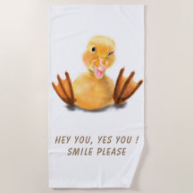Funny Yellow Duck Playful Wink Happy Smile Cartoon