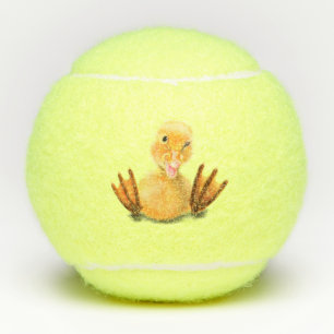 Funny Yellow Duck Playful Wink Happy Smile Cartoon Tennisballen