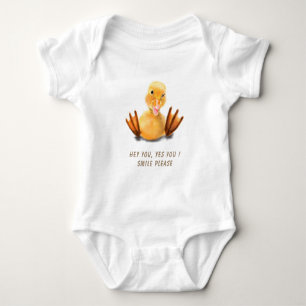 Funny Yellow Duck Playful Wink - Happy Smile Romper