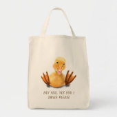 Funny Yellow Duck Playful Wink Happy Smile Tote Bag (Voorkant)