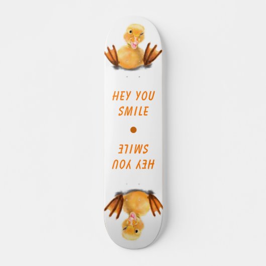 Funny Yellow Duck Playful Wink - Hey glimlach Persoonlijk Skateboard (Voorkant)