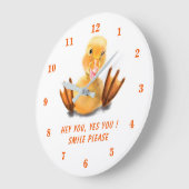 Funny Yellow Duck Playful Wink - Jouw tekst/kleur Grote Klok (Hoek)