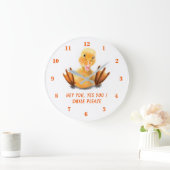 Funny Yellow Duck Playful Wink - Jouw tekst/kleur Grote Klok (Huis)