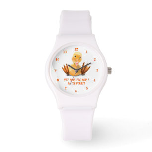Funny Yellow Duck Playful Wink - Jouw tekst/kleur Horloge