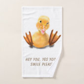 Funny Yellow Duck Playful Wink Smile - aangepaste Bad Handdoek (Handdoek)