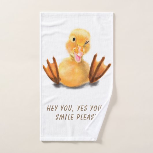 Funny Yellow Duck Playful Wink Smile - aangepaste Bad Handdoek (Handdoek)