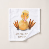 Funny Yellow Duck Playful Wink Smile - aangepaste Bad Handdoek (Wasdoekje)