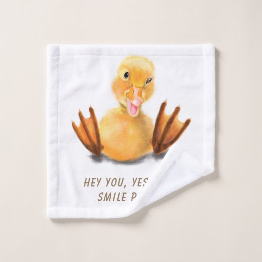 Funny Yellow Duck Playful Wink Smile - aangepaste Bad Handdoek (Wasdoekje)