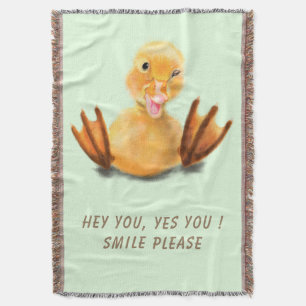 Funny Yellow Duck Playful Wink Smile - aangepaste  Deken