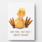 Funny Yellow Duck Playful Wink Smile - aangepaste Fotoplaat (voorkant)