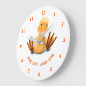 Funny Yellow Duck Playful Wink Smile - aangepaste Grote Klok (Hoek)