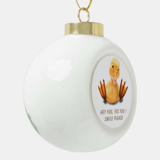 Funny Yellow Duck Playful Wink Smile - aangepaste Keramische Bal Ornament (Links)