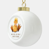 Funny Yellow Duck Playful Wink Smile - aangepaste  Keramische Bal Ornament (Rechts)