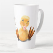 Funny Yellow Duck Playful Wink Smile - aangepaste Latte Mok (Rechterhoek)