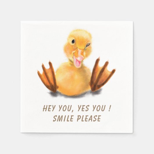 Funny Yellow Duck Playful Wink Smile - aangepaste  Servet (Voorkant)