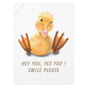 Funny Yellow Duck Playful Wink Smile - aangepaste  Tafelkleed