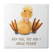 Funny Yellow Duck Playful Wink Smile - aangepaste Tegeltje (Voorkant)
