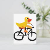 Funny Yellow Duck Riding Bicycle Briefkaart (Staand voorkant)