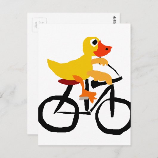 Funny Yellow Duck Riding Bicycle Briefkaart (Voorkant / Achterkant)