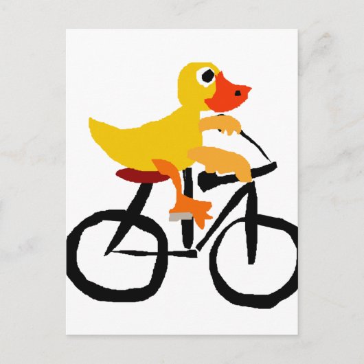 Funny Yellow Duck Riding Bicycle Briefkaart (Voorkant)