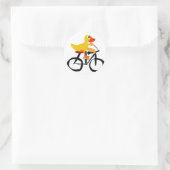 Funny Yellow Duck Riding Bicycle Ronde Sticker (Tas)