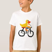 Funny Yellow Duck Riding Bicycle T-shirt (Voorkant)
