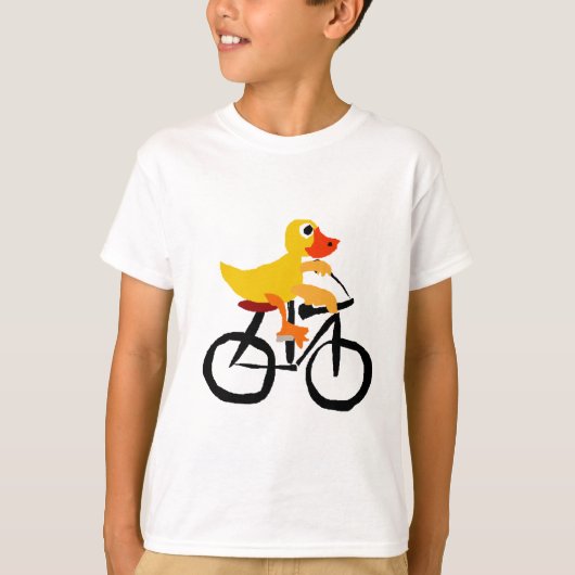 Funny Yellow Duck Riding Bicycle T-shirt (Voorkant)