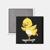 Funny Yellow Duck Skater Skateboard Ballerina Zoo  Magneet (Voorkant / Achterkant)