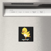 Funny Yellow Duck Skater Skateboard Ballerina Zoo  Magneet (Insitu (Vaatwasser))
