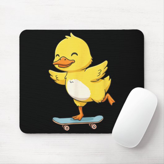 Funny Yellow Duck Skater Skateboard Ballerina Zoo Muismat (Met muis)