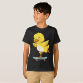 Funny Yellow Duck Skater Skateboard Ballerina Zoo T-shirt (Voorkant volledig)