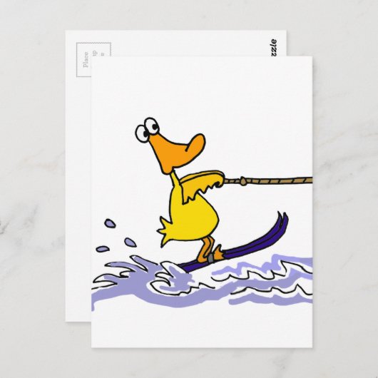 Funny Yellow Duck Water Skiing Briefkaart (Voorkant / Achterkant)