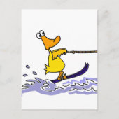 Funny Yellow Duck Water Skiing Briefkaart (Voorkant)