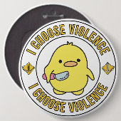 Funny Yellow Duck With Knife Ronde Button 6,0 Cm (Voorkant /achterkant)