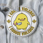 Funny Yellow Duck With Knife Ronde Button 6,0 Cm (In situ)