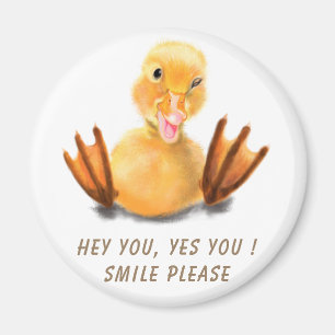 Funny Yellow Ducking Playful Magnet Smile Cartoon