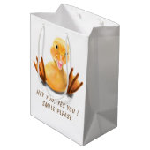 Funny Yellow Ducking Playful Wink Gift Bag Smile Medium Cadeauzakje (Achterkant Gekanteld)