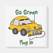 Funny Yellow Electric Car Magneet (Voorkant)