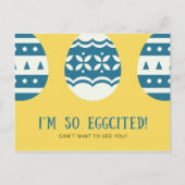 Funny Yellow en Blue Decorated Egg Briefkaart (Voorkant)