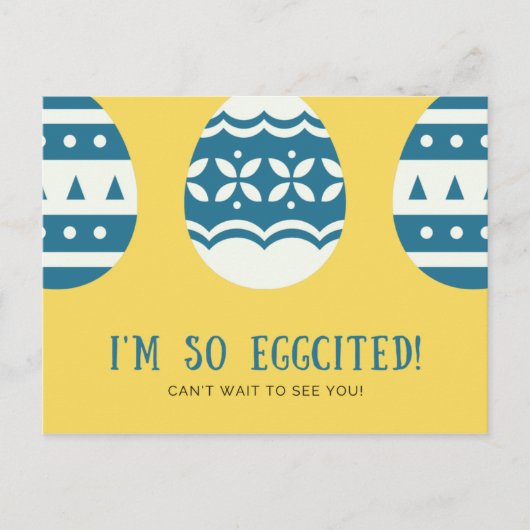 Funny Yellow en Blue Decorated Egg Briefkaart (Voorkant)