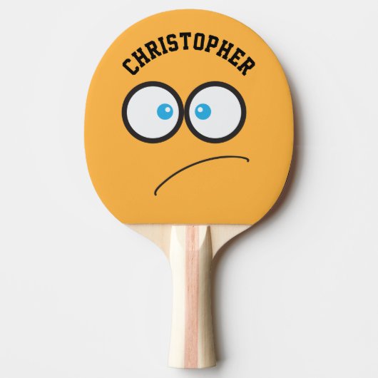 Funny Yellow Face Novelty, gepersonaliseerde naam Tafeltennisbatje (Voorkant)