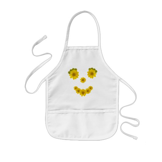 Funny Yellow Flower Bright Eyed Smile Kinder Schort (Voorkant)