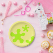Funny yellow green slime kinder party papieren bordje (Feest)