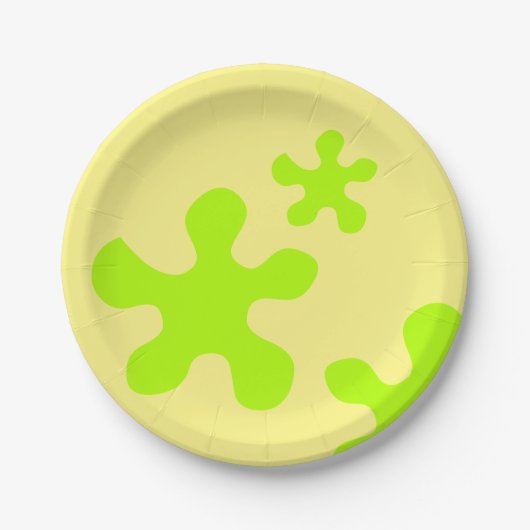 Funny yellow green slime kinder party papieren bordje (Voorkant)