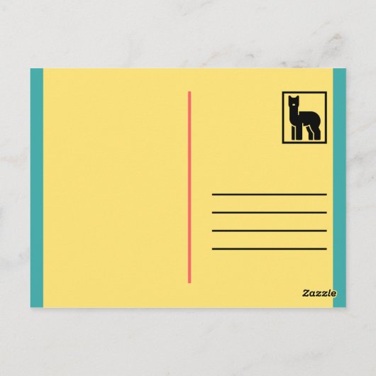 Funny Yellow Illustrated Llama Briefkaart (Achterkant)
