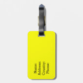 FUNNY YELLOW JE ZIET NIET IN MIJN EIGENAAR BAGAGELABEL (Achterkant verticaal)