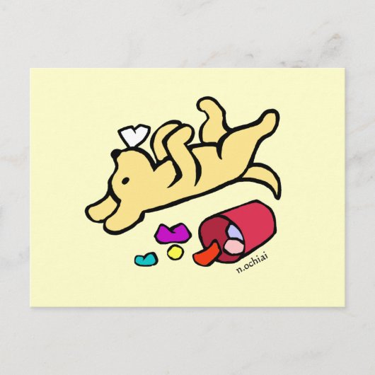 Funny Yellow Labrador Cartoon Briefkaart (Voorkant)