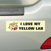 Funny Yellow Labrador Cartoon Bumpersticker (Op auto)