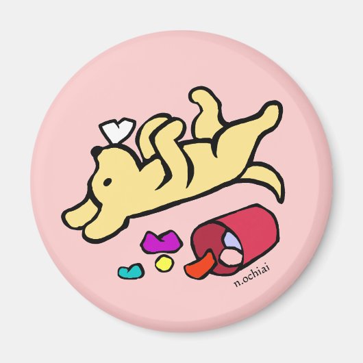 Funny Yellow Labrador Cartoon Magneet (Voorkant)