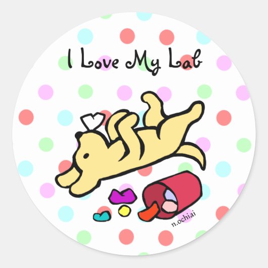 Funny Yellow Labrador Cartoon Ronde Sticker (Voorkant)